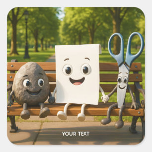 Fantasy Niedlich Rock Paper Schere Quadratischer Aufkleber