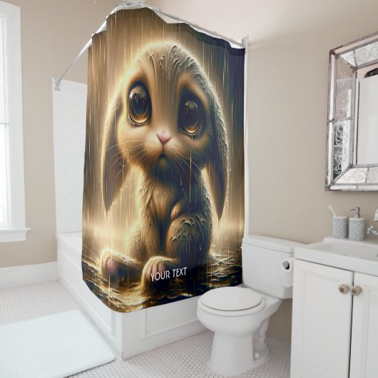 Fantasy Niedlich Sad Bunny Rain Duschvorhang (Beispiel)