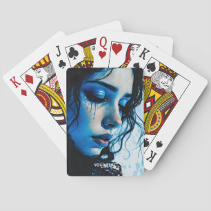 Fantasy Niedlich Sad Girl Blue Spielkarten