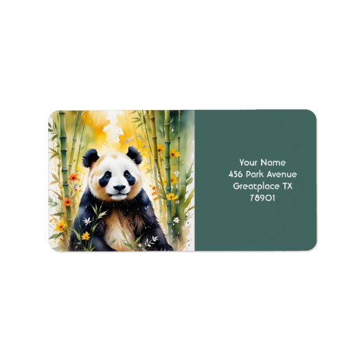 Fantasy Niedlich Sad Panda Forest Adressaufkleber (Vorne)