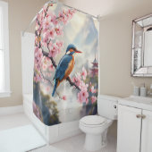 Fantasy Niedlich Sakura Bird Blue Duschvorhang (Beispiel)