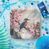 Fantasy Niedlich Sakura Bird Blue Pappteller (Party)