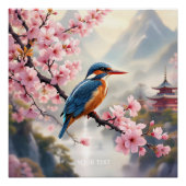 Fantasy Niedlich Sakura Bird Blue Poster (Vorderseite)