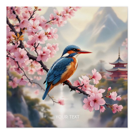 Fantasy Niedlich Sakura Bird Blue Poster (Vorderseite)