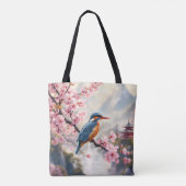 Fantasy Niedlich Sakura Bird Blue Tasche (Rückseite)