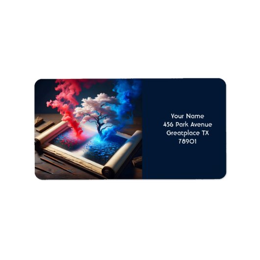 Fantasy Niedlich Sakura Blue Red Adressaufkleber (Vorne)