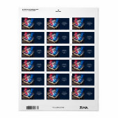 Fantasy Niedlich Sakura Blue Red Adressaufkleber (Vorne)