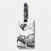 Fantasy Niedlich Samurai Geisha Pencil Gepäckanhänger (Rückseite vertikal)