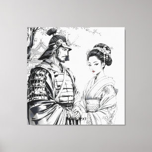 Fantasy Niedlich Samurai Geisha Pencil Leinwanddruck