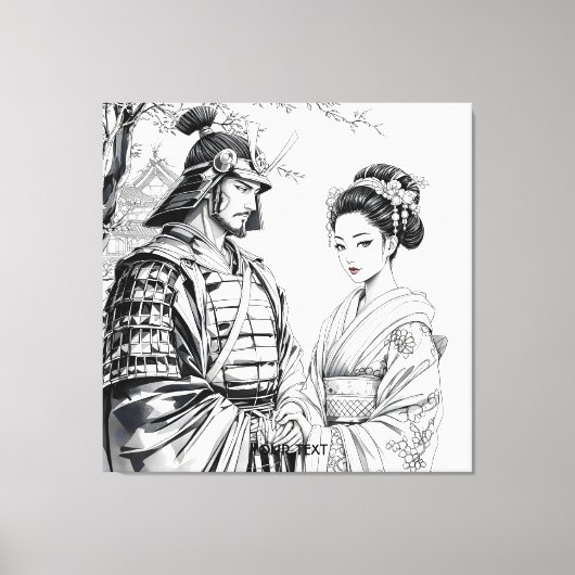 Fantasy Niedlich Samurai Geisha Pencil Leinwanddruck (Vorderseite)