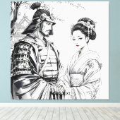 Fantasy Niedlich Samurai Geisha Pencil Leinwanddruck (Insitu (Holzboden))