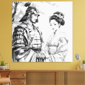 Fantasy Niedlich Samurai Geisha Pencil Leinwanddruck (Insitu (Wohnzimmer))