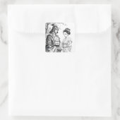 Fantasy Niedlich Samurai Geisha Pencil Quadratischer Aufkleber (Tasche)