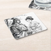 Fantasy Niedlich Samurai Geisha Pencil Rechteckiger Pappuntersetzer (angewinkelt)