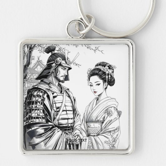 Fantasy Niedlich Samurai Geisha Pencil Schlüsselanhänger (Vorne)
