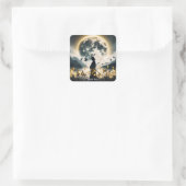 Fantasy Niedlich Samurai Reeds Moon Quadratischer Aufkleber (Tasche)