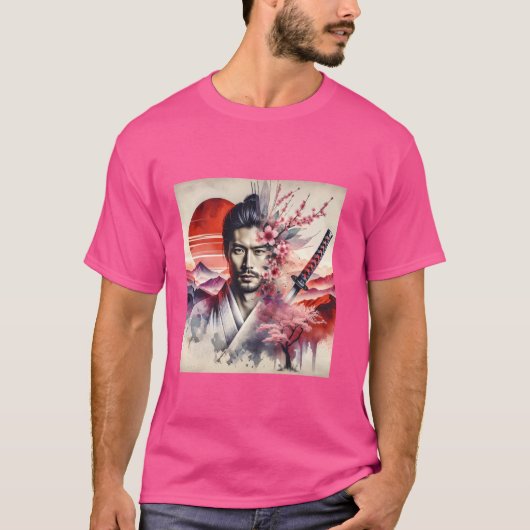 Fantasy Niedlich Samurai Sun Katana T-Shirt (Vorderseite)
