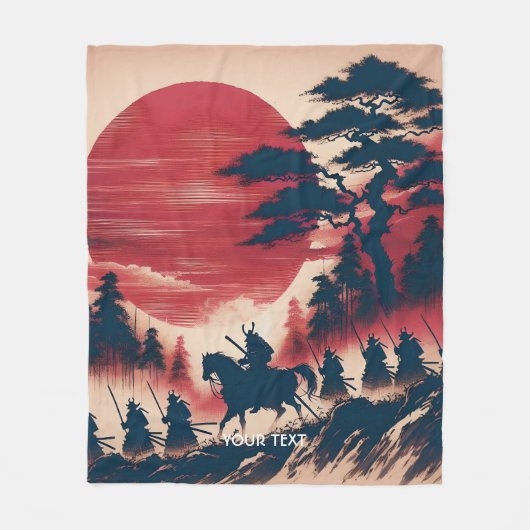 Fantasy Niedlich Samurai Sun Rising Fleecedecke (Vorderseite)