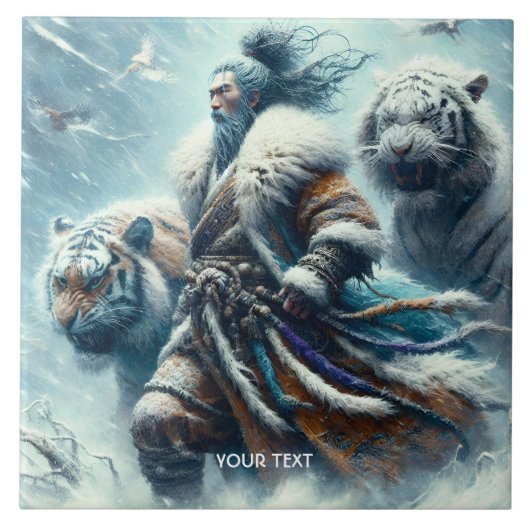 Fantasy Niedlich Samurai Winter Tigers Fliese (Vorderseite)
