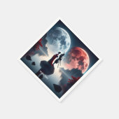 Fantasy Niedlich Samurai Woman Moons Serviette (Ecke)