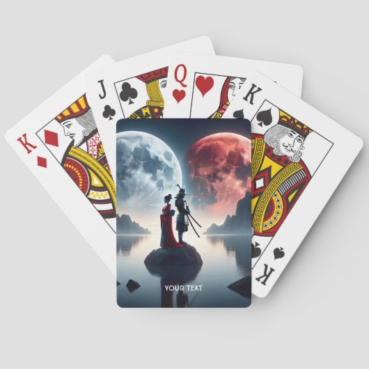 Fantasy Niedlich Samurai Woman Moons Spielkarten (Rückseite)