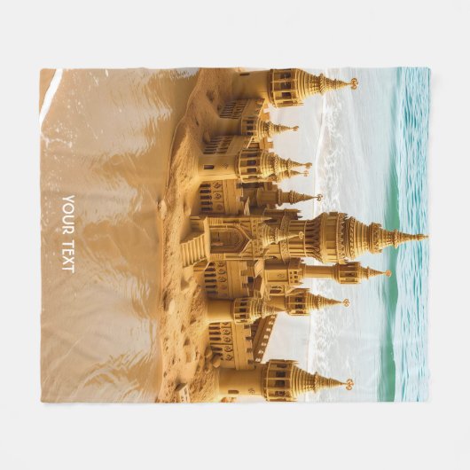 Fantasy Niedlich Sand Castle Beach Fleecedecke (Vorderseite (Horizontal))