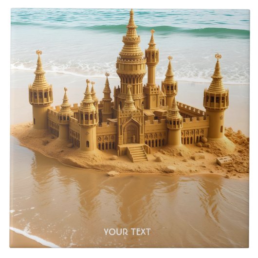 Fantasy Niedlich Sand Castle Beach Fliese (Vorderseite)