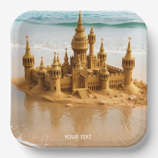 Fantasy Niedlich Sand Castle Beach Pappteller (Vorderseite)