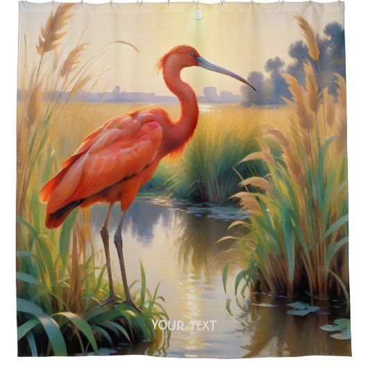 Fantasy Niedlich Scarlet Ibis Abend Duschvorhang (Vorderseite)