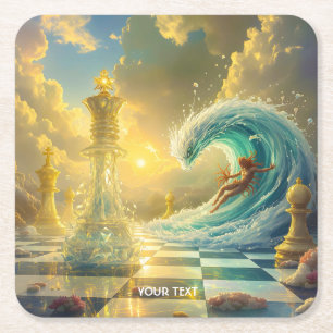 Fantasy Niedlich Schach Wolken Wave Rechteckiger Pappuntersetzer