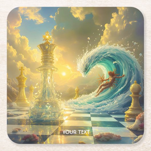 Fantasy Niedlich Schach Wolken Wave Rechteckiger Pappuntersetzer (Vorderseite)