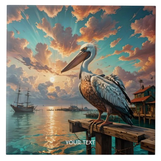 Fantasy Niedlich Sea Bird Boat Fliese (Vorderseite)