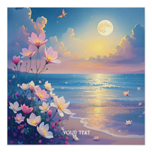 Fantasy Niedlich Sea Pink Blume Poster (Vorderseite)