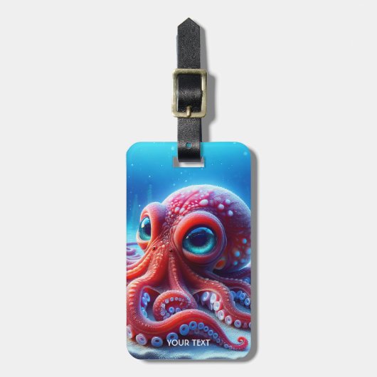 Fantasy Niedlich Sea Red Octopus Gepäckanhänger (Vorderseite vertikal)