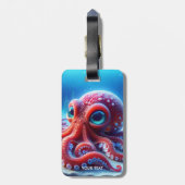 Fantasy Niedlich Sea Red Octopus Gepäckanhänger (Rückseite vertikal)