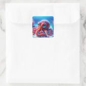 Fantasy Niedlich Sea Red Octopus Quadratischer Aufkleber (Tasche)