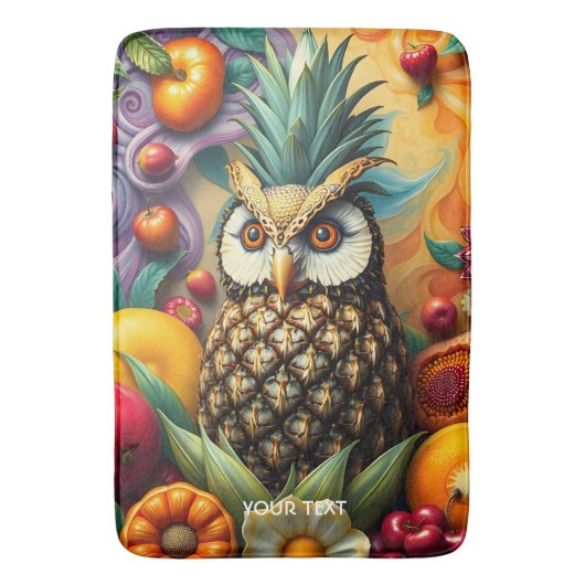 Fantasy Niedlich Serene Ananas Owl Badematte (Vorderseite Vertikal)