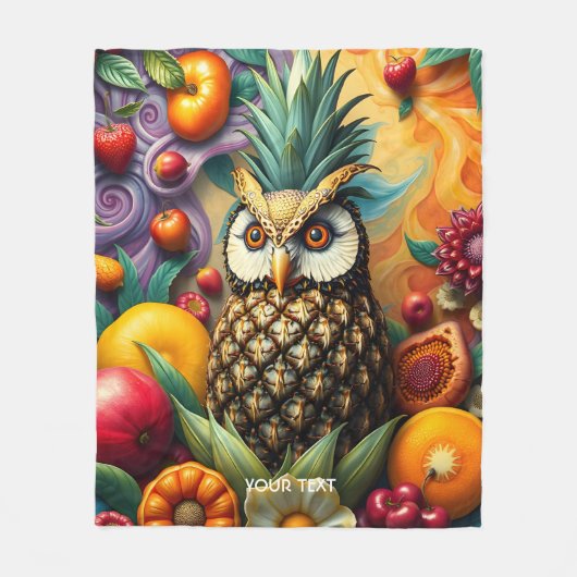 Fantasy Niedlich Serene Ananas Owl Fleecedecke (Vorderseite)