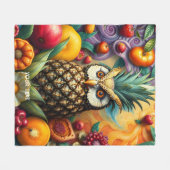 Fantasy Niedlich Serene Ananas Owl Fleecedecke (Vorderseite (Horizontal))