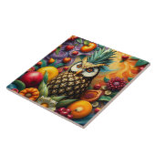Fantasy Niedlich Serene Ananas Owl Fliese (Seite)