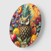 Fantasy Niedlich Serene Ananas Owl Große Wanduhr (Winkel)