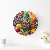 Fantasy Niedlich Serene Ananas Owl Große Wanduhr (Zuhause)