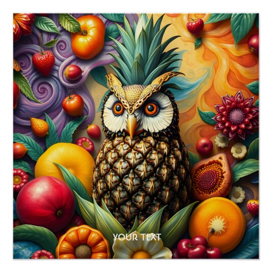 Fantasy Niedlich Serene Ananas Owl Poster (Vorderseite)