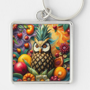 Fantasy Niedlich Serene Ananas Owl Schlüsselanhänger