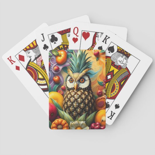 Fantasy Niedlich Serene Ananas Owl Spielkarten (Rückseite)