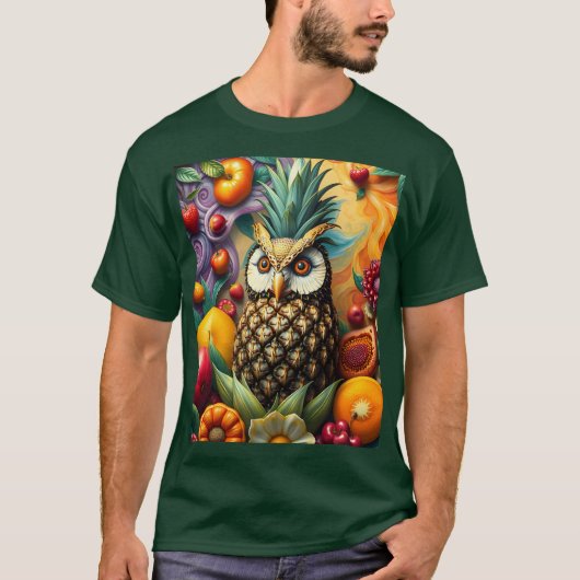 Fantasy Niedlich Serene Ananas Owl T-Shirt (Vorderseite)