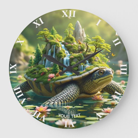 Fantasy Niedlich Serene Turtle Muschel Große Wanduhr (Vorderseite)