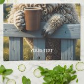 Fantasy Niedlich Sheep Coffee Abend Geschirrtuch (Gefaltet)