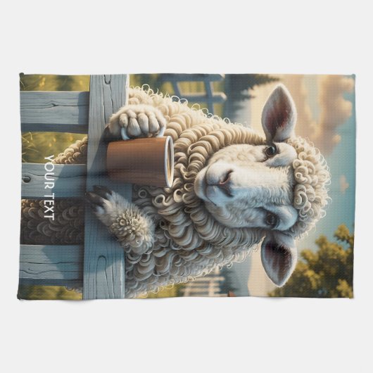 Fantasy Niedlich Sheep Coffee Abend Geschirrtuch (Horizontal)