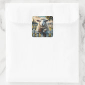 Fantasy Niedlich Sheep Coffee Abend Quadratischer Aufkleber (Tasche)